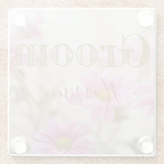 Roze Daisies Romantisch Bloemglas Onderzetter Glazen Onderzetter (Achterkant)