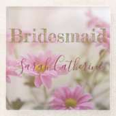 Roze Daisies Romantische achtergrond Glas Onderzet Glazen Onderzetter (Voorkant)