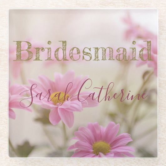 Roze Daisies Romantische achtergrond Glas Onderzet Glazen Onderzetter (Voorkant)