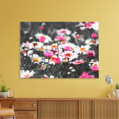 Roze Daisies: Roze Bloem Kleur Splash Foto Canvas Afdruk (Insitu (Woonkamer))