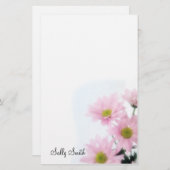 Roze Daisies Stationery - Personaliseren Briefpapier (Voorkant / Achterkant)