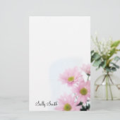 Roze Daisies Stationery - Personaliseren Briefpapier (Staand voorkant)
