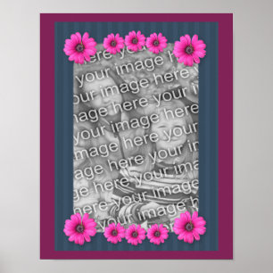 Roze Daisies Strepen Lijst Creëer Je eigen foto Poster
