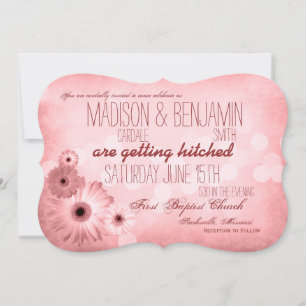  roze Daisies Typography Wedding Invitation Kaart