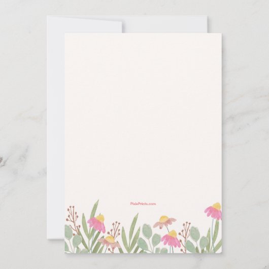 Roze Daisies Waterverf Eerste Verjaardagsuitnodigi Kaart (Achterkant)