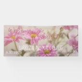 Roze Daisies Welkom bij de bruiloft Banner 2.5'x6' (Horizontaal)
