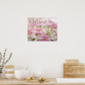 Roze Daisies Welkom op ons trouwbord 20 "x16" Poster (Keuken)
