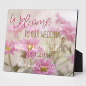 Roze Daisies Welkom op ons trouwbord Romantisch Fotoplaat (Zijkant)