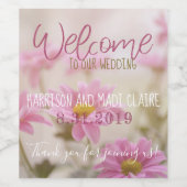 Roze Daisies Wijnfles Label Romantische bloemen Wijn Etiket (Enkel label)