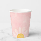 Roze Daisy 1e verjaardagsfeestje Papieren Bekers (Achterkant)