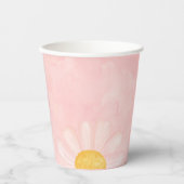 Roze Daisy 1e verjaardagsfeestje Papieren Bekers (Voorkant)