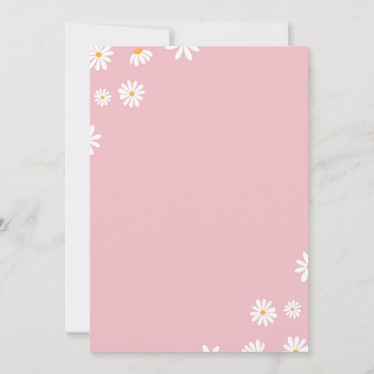 Roze Daisy 1e Verjaardagsuitnodiging Kaart (Achterkant)