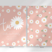 Roze Daisy 2e verjaardag uitnodiging