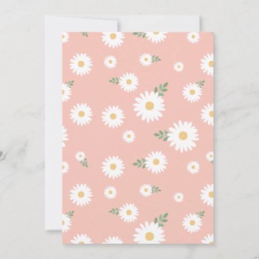 Roze Daisy 50ste verjaardag uitnodiging (Achterkant)