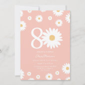 Roze Daisy 80ste verjaardag uitnodiging (Voorkant)