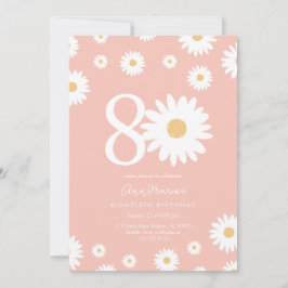 Roze Daisy 80ste verjaardag uitnodiging