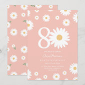 Roze Daisy 80ste verjaardag uitnodiging (Voorkant / Achterkant)