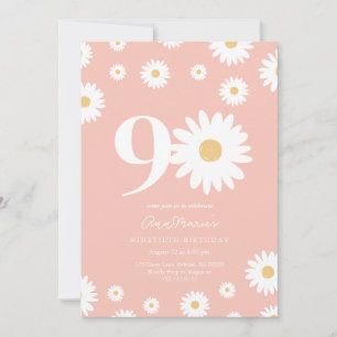 Roze Daisy 90ste verjaardag uitnodiging