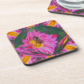 Roze Daisy Abstract Floral Art Onderzetter set (Linkerzijde)