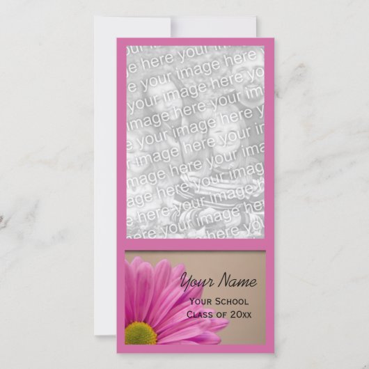 Roze Daisy Afstuderen Aankondiging Fotokaart (Voorkant)