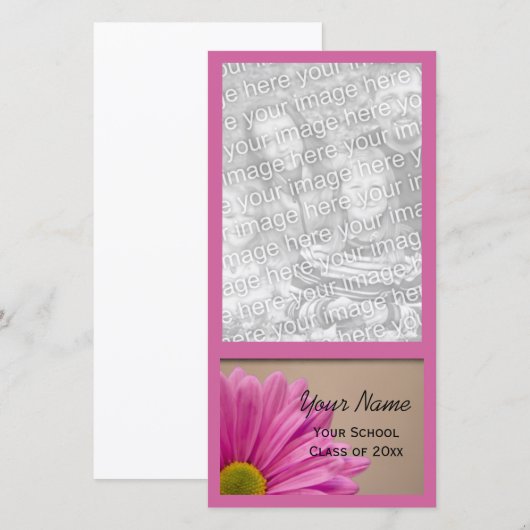 Roze Daisy Afstuderen Aankondiging Fotokaart (Voorkant / Achterkant)