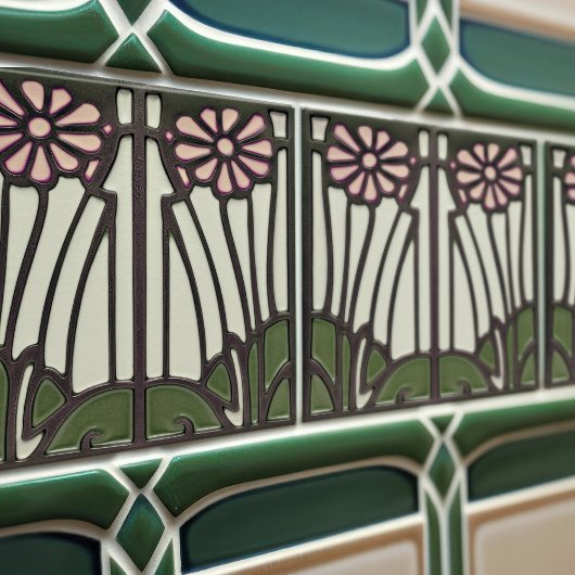 Roze Daisy Art Deco Bloemen Wanddecoratie Art Nouv Tegeltje