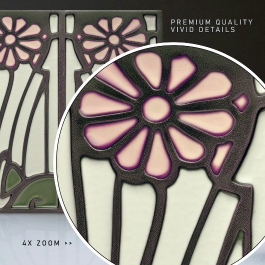 Roze Daisy Art Deco Bloemen Wanddecoratie Art Nouv Tegeltje