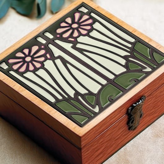 Roze Daisy Art Deco Bloemen Wanddecoratie Art Nouv Tegeltje