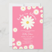 Roze Daisy Baby in Bloom Baby shower Kaart (Voorkant)
