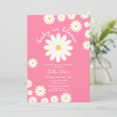 Roze Daisy Baby in Bloom Baby shower Kaart (Staand voorkant)