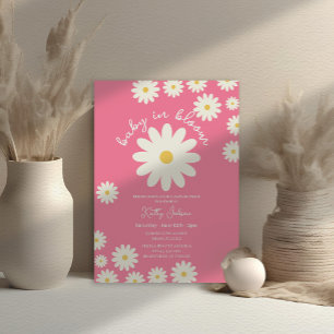 Roze Daisy Baby in Bloom Baby shower Kaart