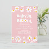 Roze Daisy Baby in Bloom Baby shower Kaart (Staand voorkant)