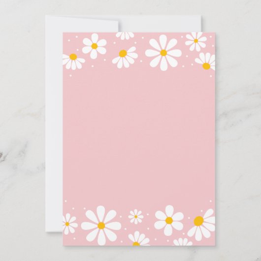 Roze Daisy Baby in Bloom Baby shower Kaart (Achterkant)