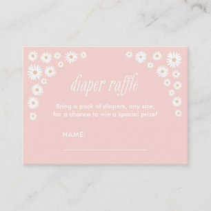 Roze Daisy Baby shower Diaper Raffle Ticket Informatiekaartje