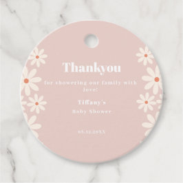 Roze Daisy Baby shower floraal dank Bedankjes Labels