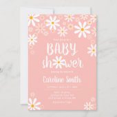 Roze Daisy Baby shower Kaart (Voorkant)