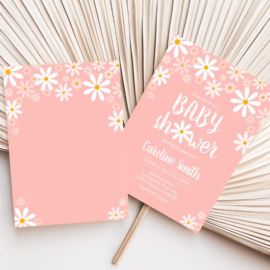 Roze Daisy Baby shower Kaart