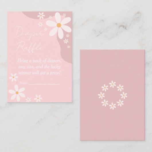 Roze Daisy Baby shower Luier Raffle Informatiekaartje (Voorkant / Achterkant)