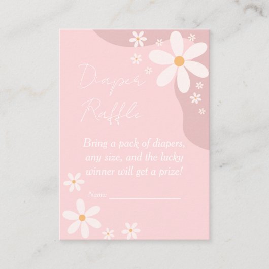Roze Daisy Baby shower Luier Raffle Informatiekaartje (Voorkant)