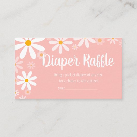 Roze Daisy Baby shower Luier Raffle Informatiekaartje (Voorkant)