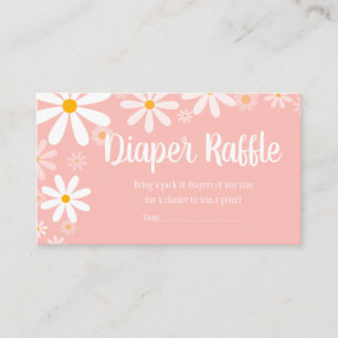 Roze Daisy Baby shower Luier Raffle Informatiekaartje