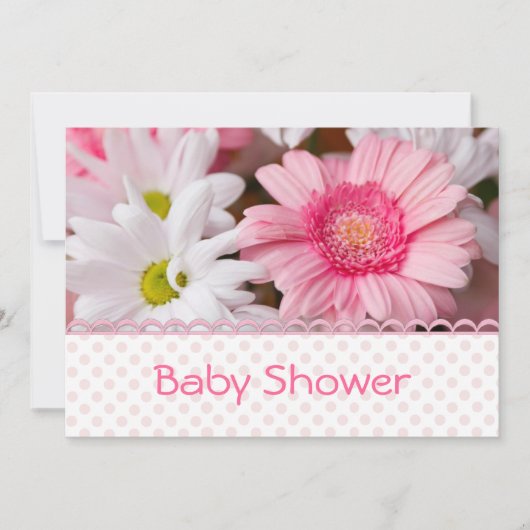  roze Daisy Baby shower Uitnodiging (Voorkant)