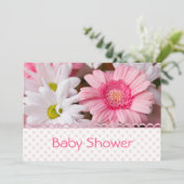  roze Daisy Baby shower Uitnodiging (Staand voorkant)