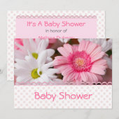  roze Daisy Baby shower Uitnodiging (Voorkant / Achterkant)