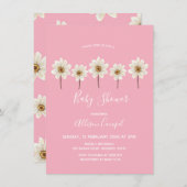 Roze Daisy Baby shower Uitnodiging (Voorkant / Achterkant)