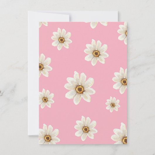 Roze Daisy Baby shower Uitnodiging (Achterkant)