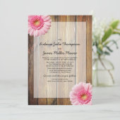Roze Daisy Barn Wood Weddenschap Kaart (Staand voorkant)