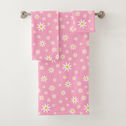 Roze Daisy Bath Towel Set Bad Handdoek (Insitu)