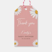 Roze Daisy Bedankt Baby Shower Cadeaulabel (Achterkant)