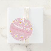 Roze Daisy Birthday Dank je Bedankjes Labels (In situ)